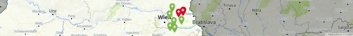 Kartenansicht für Apotheken-Notdienste in der Nähe von Untersiebenbrunn (Gänserndorf, Niederösterreich)